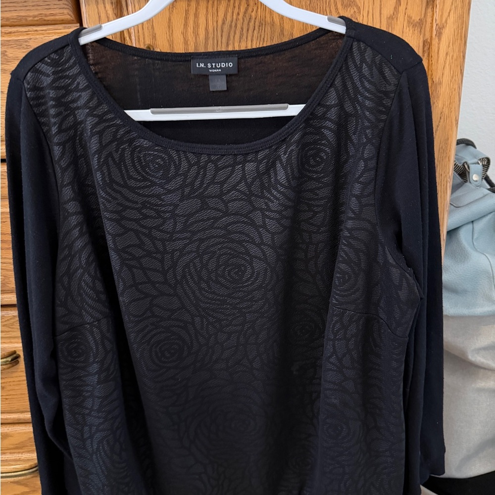 I.N. Studio Black Textured Top (67)